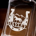 Personalized Engraved Horseshoes Horse Name Whiskey Decanter 2 Glasses Set Bar Accessory Birthday Gift for Men Whiskey Lovers