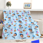 Personalised Six Seven 67 Meme Basketball Soccer Face Photo Soft Throw Blanket with Name Home Decor Birthday Gift for Friend Teenager