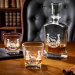 Personalized Engraved Horseshoes Horse Name Whiskey Decanter 2 Glasses Set Bar Accessory Birthday Gift for Men Whiskey Lovers