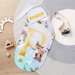 Personalized Flower Wreath Animals 100% Cotton Watercolour Swaddle Blanket and Hat Set with Name Birthday Baby Shower Gift for Newborns
