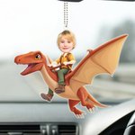 Personalizzato volto foto dinosauro acrilico appeso ornamento auto decorazione regalo di compleanno per i proprietari di auto di famiglia
