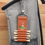 Personalised Cartoon Character PU Leather Golf Tee Holder Bag Tag with Name and 5 Pcs Bamboo Tees Birthday Sports Gift for Golfers Golf Players