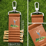 Personalised Cartoon Character PU Leather Golf Tee Holder Bag Tag with Name and 5 Pcs Bamboo Tees Birthday Sports Gift for Golfers Golf Players