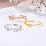 Personlig Minimalist Style Circle Open Sterling Silver Ring med 2-4 navn Bursdagsgave til familie, par og jubileumsgave