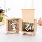 Personalized Cute Flower Wreath Animals Wooden Money Box Piggy Bank with Name Children's Day Birthday Gift for Kids