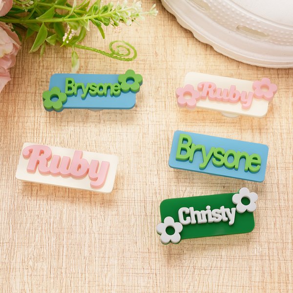 Personalized Flower Square Multicolor Shoes Charm with Name Shoes Decoration Daily Wear Birthday Gift for Friends Family