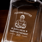 Personalised Oopsimen Happy Retirement Whiskey Bottle Character with Name and Year Birthday Father's Day Gift for Bartenders Fathers