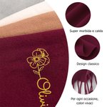 Sciarpa personalizzata con fiore di nascita e nome ricamato accessorio alla moda inverno regalo di compleanno e Natale per amici o famiglia