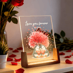 Spersonalizowana lampka nocna LED Love Tree Cute Penguin z imieniem, datą i drewnianą podstawą do dekoracji domu Walentynkowy prezent rocznicowy dla par