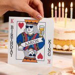Personalised Poker Crown Sunglasses Beer Greeting Card with Name Birthday Gift for Men Friends
