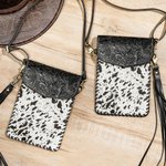 Personalizada Teléfono Crossbody Western Tooled Cuero Cowhide Mensajero Flecos Bolso
