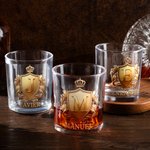 Vaso de whisky personalizado de vidrio de 295 ml con insignia dorada e inicial regalo de cumpleaños y ocasiones especiales para amantes del whisky