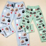 Personlig 1-4 Pet Face Photos Paw Print Multicolor Kid Woman Man Pyjamasbukser med snor Daglig bruk Bursdagsgave til kjæledyrelskere