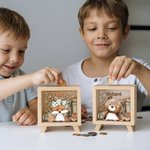 Personalized Cute Flower Wreath Animals Wooden Money Box Piggy Bank with Name Children's Day Birthday Gift for Kids