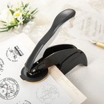 Personalised Dragon Book Embossing Stamp Black Hand-Held Embosser with Name and Text Storage Bag Birthday Reading Club Gift for Bookworms