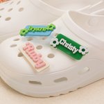 Personalised Flower Square Multicolour Shoes Charm with Name Shoes Decoration Daily Wear Birthday Gift for Friends Family