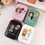 Joyero personalizado de cuero PU con personaje de dibujos animados 3D flor de nacimiento nombre y espejo LED regalo de cumpleaños para mujeres
