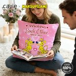 Personalised You & Me Long-Tailed Marsupilami Pillow Cover with Name Anniversary Valentine's Day Gift for Couple Husband Wife | Callie × Marsupilami®