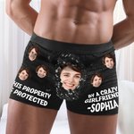 Personalised Wall Crack Face Photo Funny Men's Underwear Boxer Brief with Name Valentine's Day Anniversary Gift for Couple Partner