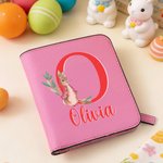 Personlig Söt Peter Rabbit Initial PU läder Bifold Pocket Plånbok med flera kortplatser med namn Påskpresent till flickor