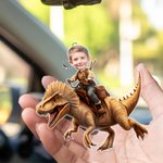 Personalizzato volto foto dinosauro acrilico appeso ornamento auto decorazione regalo di compleanno per i proprietari di auto di famiglia