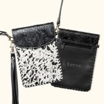 Personalizada Teléfono Crossbody Western Tooled Cuero Cowhide Mensajero Flecos Bolso
