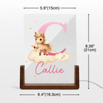 Personalized 12 Zodiac Animals Acrylic LED Night Light with Wooden Base and Name Birthday Anniversary Gift for Family Kids