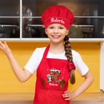 Set grembiule e cappello da chef personalizzato regolabile con tasca e iniziale regalo di Natale per bambini e bambine