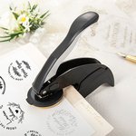 Personalised From the Library of Name Flower Book Embosser Stamp Black Hand Held Embosser with Storage Bag Birthday Gift for Book Lover Reader