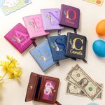 Personlig Söt Peter Rabbit Initial PU läder Bifold Pocket Plånbok med flera kortplatser med namn Påskpresent till flickor