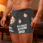 Personalised Wall Crack Face Photo Funny Men's Underwear Boxer Brief with Name Valentine's Day Anniversary Gift for Couple Partner