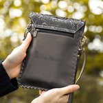 Personalizada Teléfono Crossbody Western Tooled Cuero Cowhide Mensajero Flecos Bolso