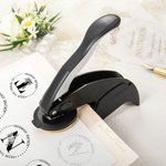 Personalised Floral Initial Library Book Embossing Stamp Black Hand-held Embosser with Storage Bag Birthday Book Club Gift for Bookworms Readers