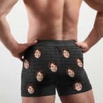 Personalised Wall Crack Face Photo Funny Men's Underwear Boxer Brief with Name Valentine's Day Anniversary Gift for Couple Partner