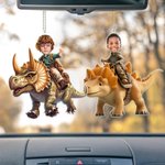 Personalizzato volto foto dinosauro acrilico appeso ornamento auto decorazione regalo di compleanno per i proprietari di auto di famiglia
