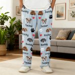 Personlig 1-4 Pet Face Photos Paw Print Multicolor Kid Woman Man Pyjamasbukser med snor Daglig bruk Bursdagsgave til kjæledyrelskere