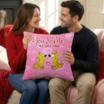 Personalised You & Me Long-Tailed Marsupilami Pillow Cover with Name Anniversary Valentine's Day Gift for Couple Husband Wife | Callie × Marsupilami®