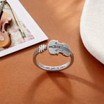 Personalisierter Geigen Ring mit Wunsch-Textgravur aus Silber-Optik Violine-Schmuck Geburtstag Jahrestag Geschenk für Musikliebhaber Musiker Freunde