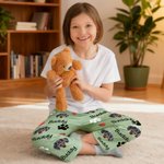 Personlig 1-4 Pet Face Photos Paw Print Multicolor Kid Woman Man Pyjamasbukser med snor Daglig bruk Bursdagsgave til kjæledyrelskere