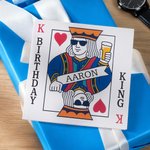 Personalised Poker Crown Sunglasses Beer Greeting Card with Name Birthday Gift for Men Friends
