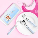 Personalised Cute Cartoon Animal Kid's Knife Fork Spoon 3 Pcs Cutlery Set with Name and Case Daily Use Birthday Gift for Kids