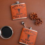 Fiaschetta personalizzata in pelle da 6 once con nome per la festa del papà, regalo di compleanno per il marito sposo.