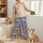 Personnalisé 1-4 Pet Face Photos Multicolore Heart Kid Woman Man Pajama Pants with Name and Drawstring Daily Wear Birthday Gift for Pet Lover Owner