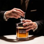 Personalized Wreath Initial Whiskey Decanter and 4 Glasses with Name Bar Accessory Father's Day Gift for Men Whiskey Lovers