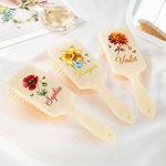 Personalized Butterfly Birth Flower Birthstone Hair Brush Anti-Static Massage Comb with Name Anniversary Birthday Gift for Woman Bridesmaid