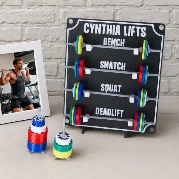 Spersonalizowana kolorowa zdejmowana mini tablica do śledzenia podnoszenia ciężarów z tekstem Prezent do domowej siłowni dla trenerów i miłośników fitnessu