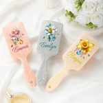 Personalized Butterfly Birth Flower Birthstone Hair Brush Anti-Static Massage Comb with Name Anniversary Birthday Gift for Woman Bridesmaid