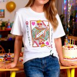 Personalized Queen of Hearts Playing Card Birthday 100% Cotton T-shirt with Name Birthday Gift for Women Girls