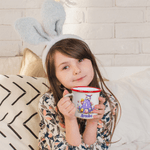 Personalised Easter Egg Cartoon Rabbit Flowers Initial Multicolour 12 oz Enamel Mug with Name Easter Birthday Gift for Boys Girls