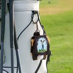 Personalized Cartoon Golf Character PU Leather Golf Ball & Tee Holder Pouch with Name and Belt Clip Sport Accessories Birthday Gift for Golf Players
